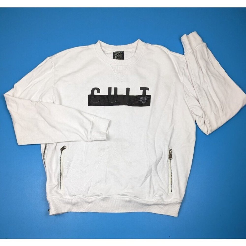 Cult of Individuality White Crewneck Sweatshirt with Black Block Logo